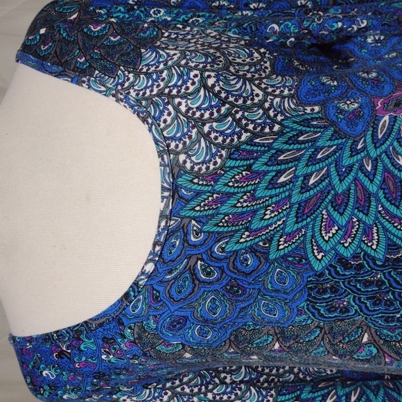 Beautiful peacock feathers tunic top/dress, sz med - Picture 2 of 16
